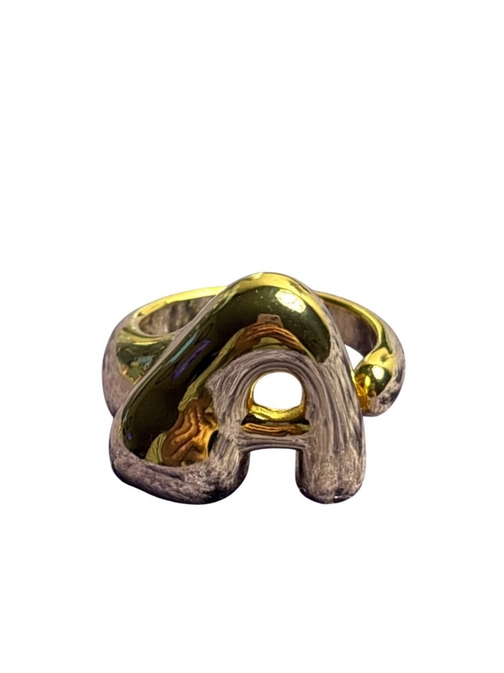 Anthropologie Goldtone Bubble Letter Initial A Ring Size 8